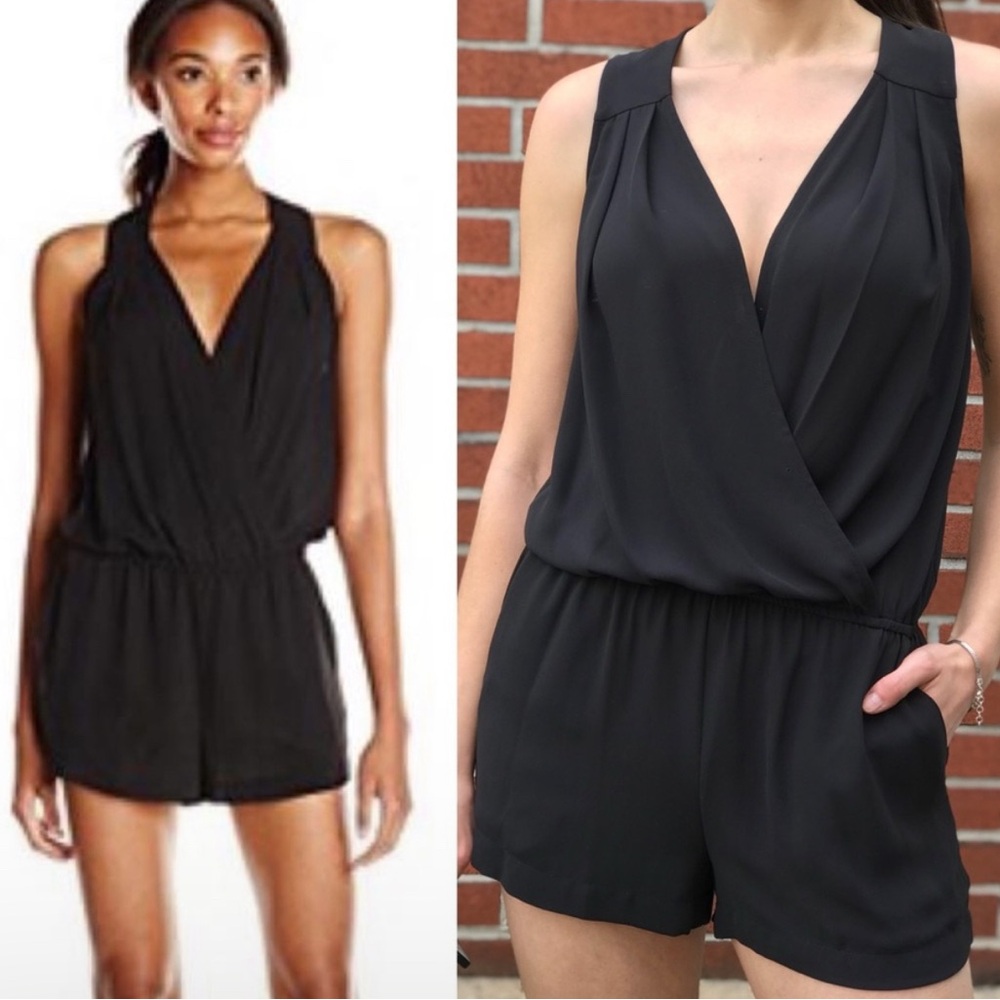 BCBGMaxAzria Black Sleeveless Jumpsuit with V-Neckline